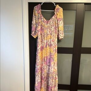 Betsey Johnson Pink and Yellow Bishop Sleeve Sundress